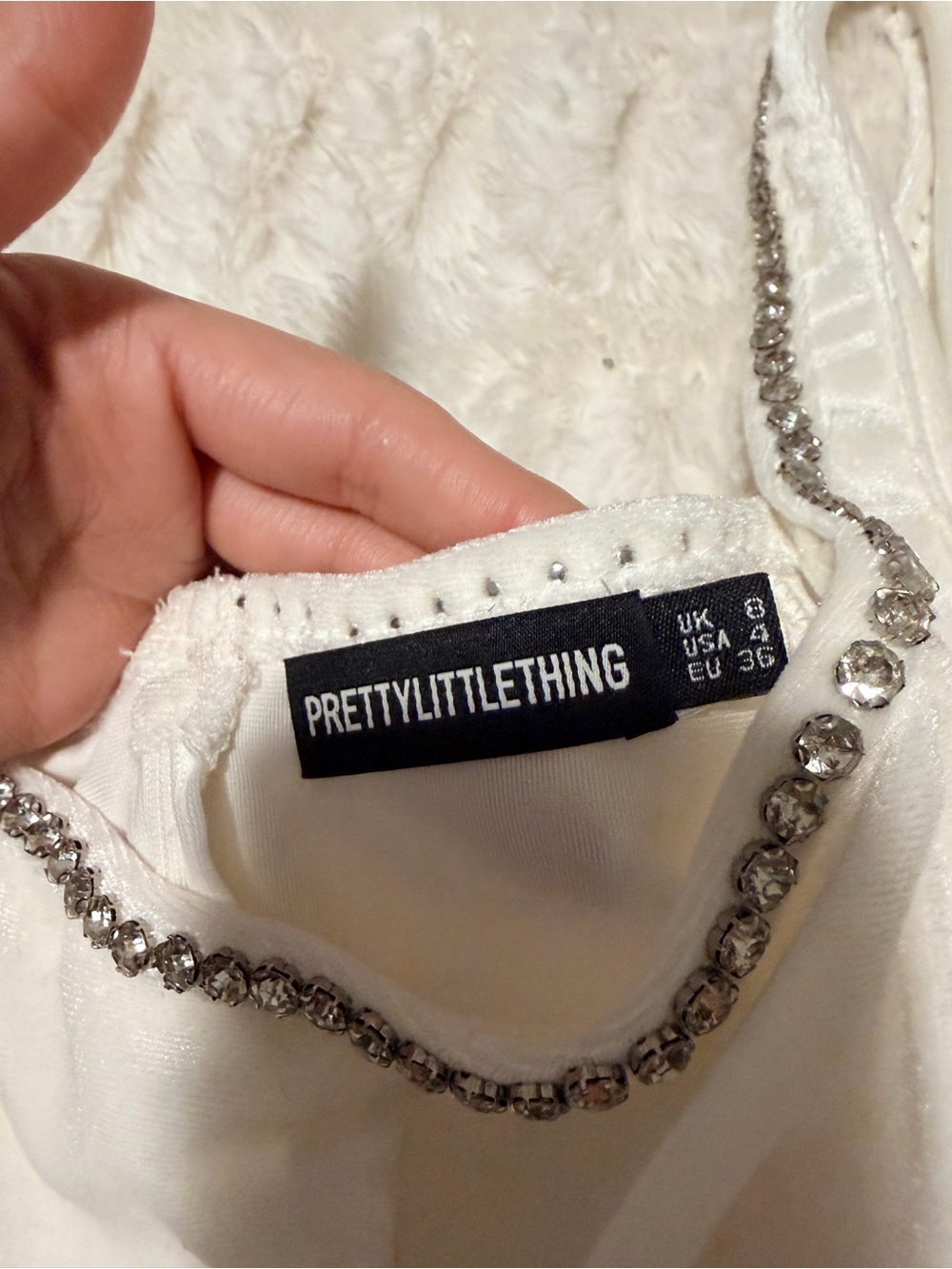 Pretty little thing cream diamante trim top - Picture 5 of 9